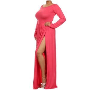 New BLACK Jersey Fabric High Split Maxi Dress